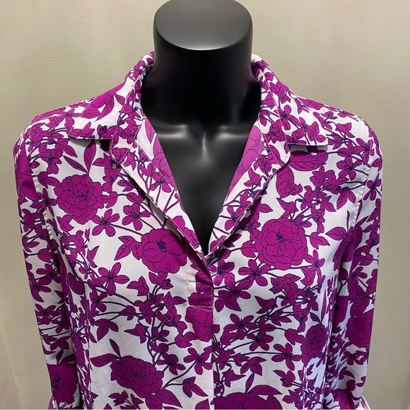 Banana Republic Boyfriend Fit Floral Button Front & Back Blouse Size M - Picture 9 of 17